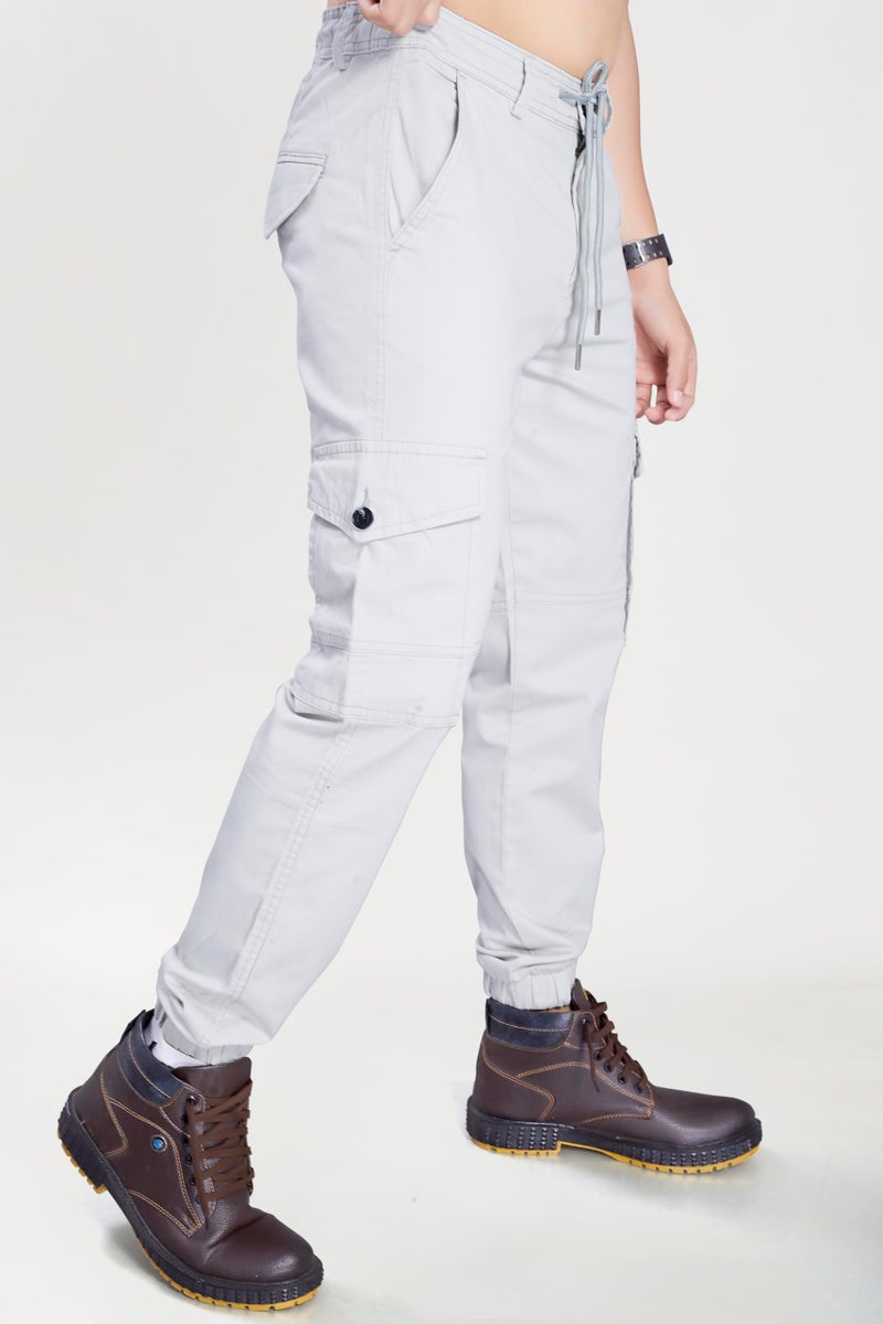 DIVISIVE Men's Cotton Joggers Cargo Pants (DCR282_34_Ice Grey) - Image 4