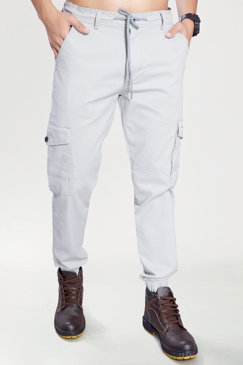 DIVISIVE Men's Cotton Joggers Cargo Pants (DCR282_34_Ice Grey) - Image 3
