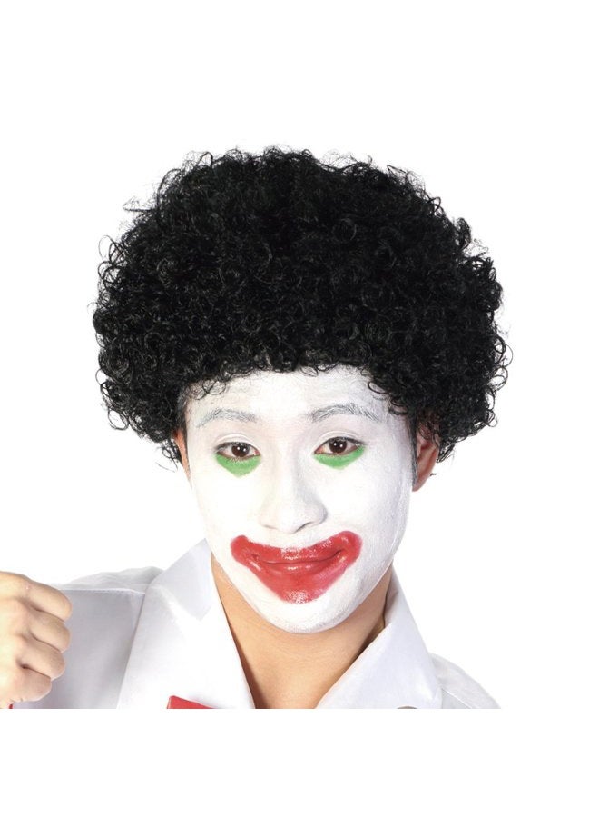 Aicker Funny Curly Afro Wig World Cup Football Fan Cosplay Wig Humour Clown Wig 6 Colour (Black) - Image 1