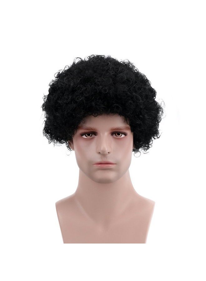 Aicker Funny Curly Afro Wig World Cup Football Fan Cosplay Wig Humour Clown Wig 6 Colour (Black) - Image 2