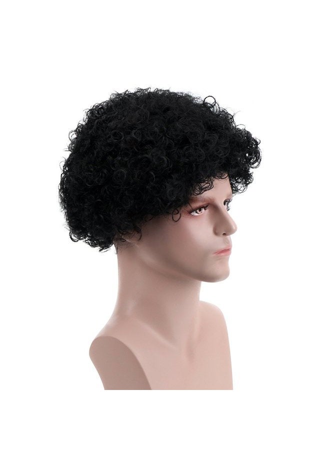 Aicker Funny Curly Afro Wig World Cup Football Fan Cosplay Wig Humour Clown Wig 6 Colour (Black) - Image 3