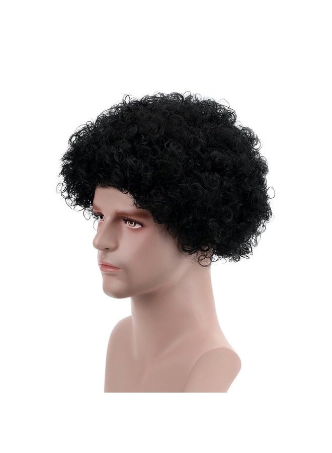Aicker Funny Curly Afro Wig World Cup Football Fan Cosplay Wig Humour Clown Wig 6 Colour (Black) - Image 4