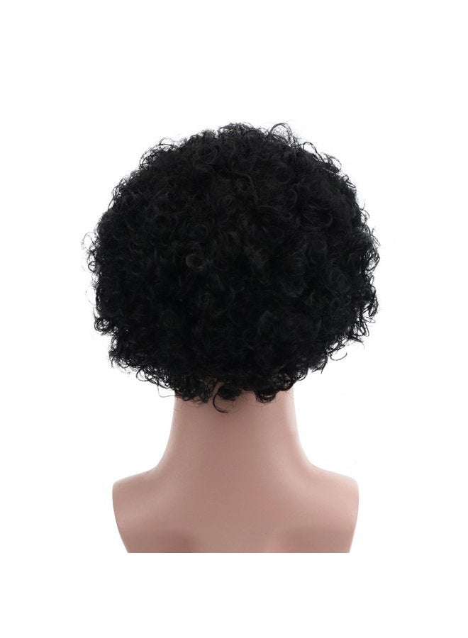 Aicker Funny Curly Afro Wig World Cup Football Fan Cosplay Wig Humour Clown Wig 6 Colour (Black) - Image 5
