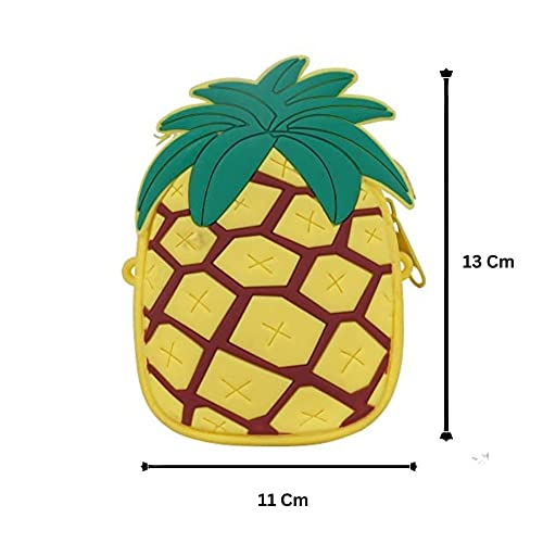 EITHEO Girls Mini Cute Pineapple Silicon sling Bag Crossbody Kids Girl's Shoulder Messenger Side Small Bag for casual party messenger bag for women Coin wallet purse party zipper pocket Travel Bag - Image 3