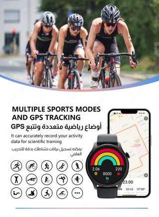 ساعة ذكية بشاشة AMOLED عالية الدقة، بطارية 280mAh، للرجال والنساء، أوضاع رياضية متعددة، مقاومة للماء IP68، مكالمات بلوتوث HD، مراقبة معدل ضربات القلب والأكسجين في الدم، تتبع GPS، ساعة ذكية فائقة أسود - view 3