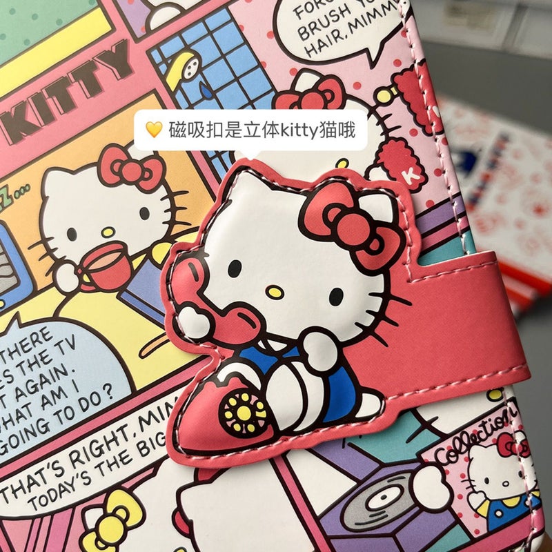 Hellokitty Notebook Japanese Style Cute High-Value Notebook Ins Magnetic Buckle Color Page Printing Hand Ledger - Image 3