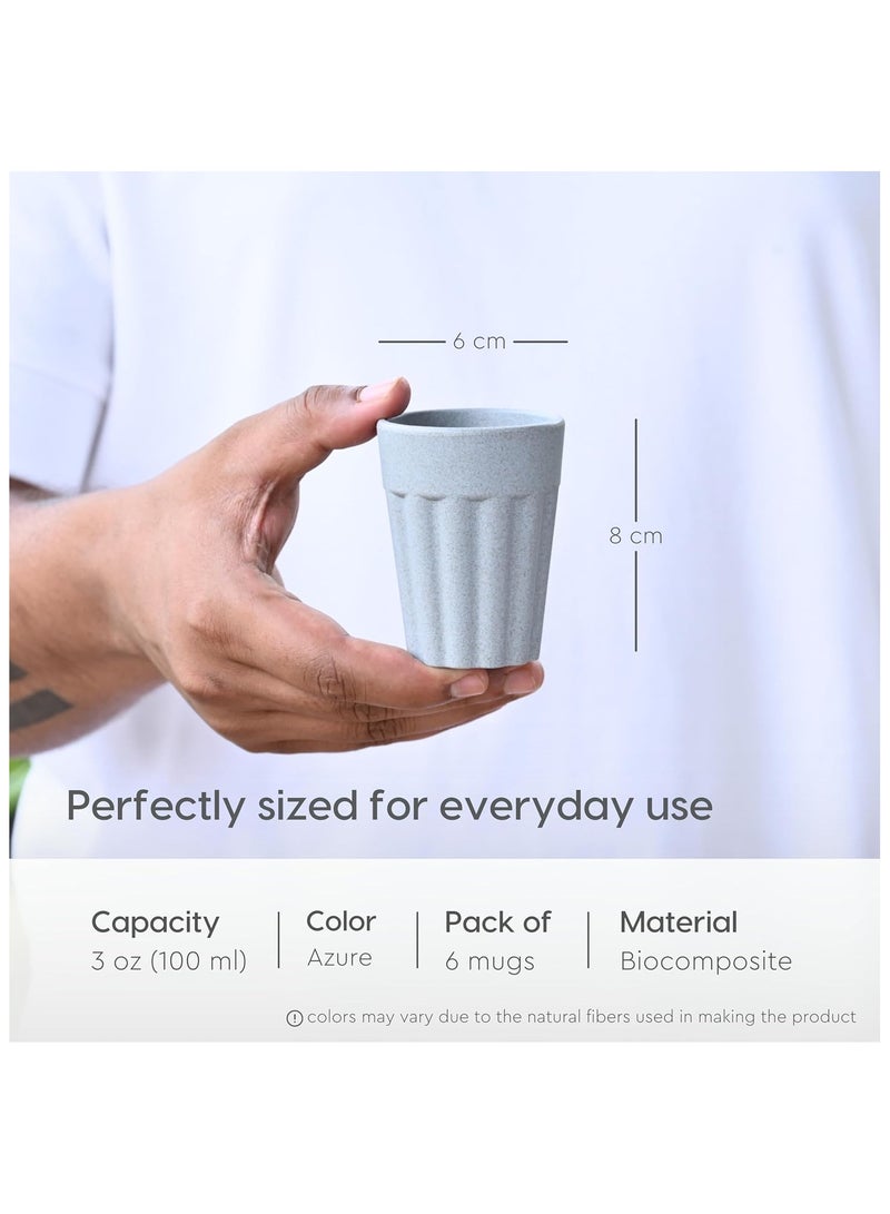 FRENVI Earth-Friendly Cutting Chai Cups 100 ml| Coffee Cup made with Rice Husk & Bamboo Fibers |Azur Grey - Image 2