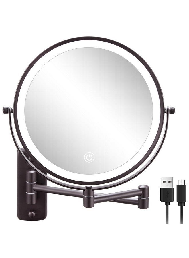 DECLUTTR 9 Inch Wall Mounted Lighted Makeup Mirror, Double-Sided Magnifying Mirror 1X/10X, 3 Colors Lighted Makeup Mirror, Touch Dimmable 360° Rotation Foldable Light Up Mirror, Bronze - Image 1