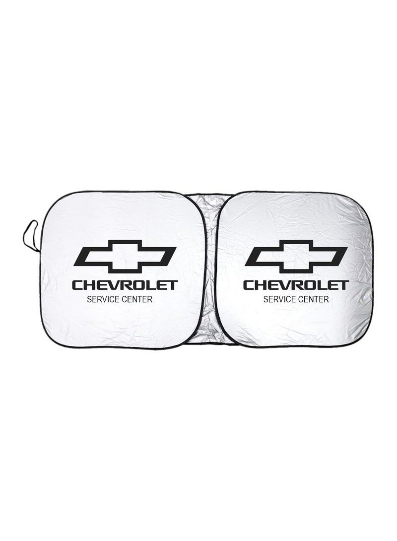Chevrolet Car Windshield Sunshade Dual Panel Reflective Sunshade with Chevrolet Logo, UV Protection, Heat Reduction, and Easy Foldable Design for All Vehicles - Image 3