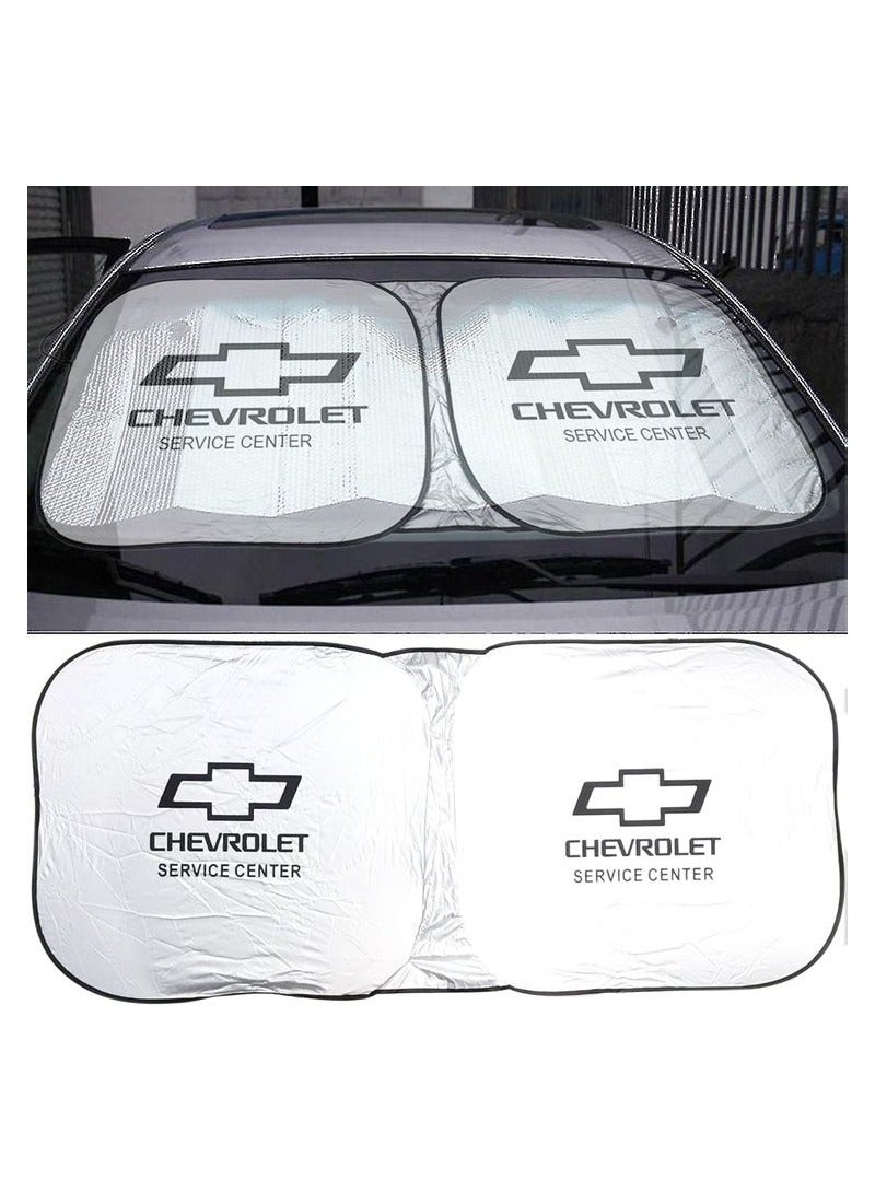 Chevrolet Car Windshield Sunshade Dual Panel Reflective Sunshade with Chevrolet Logo, UV Protection, Heat Reduction, and Easy Foldable Design for All Vehicles - Image 2