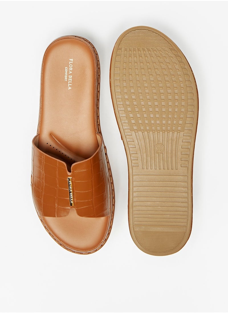 Flora Bella By Shoexpress - Women Textured Slip-On Platform Heels Sandals - Image 1