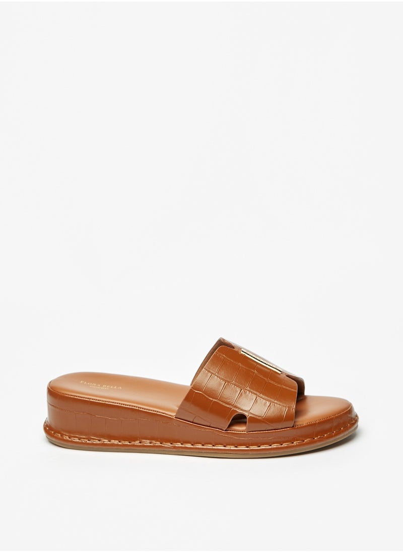 Flora Bella By Shoexpress - Women Textured Slip-On Platform Heels Sandals - Image 1