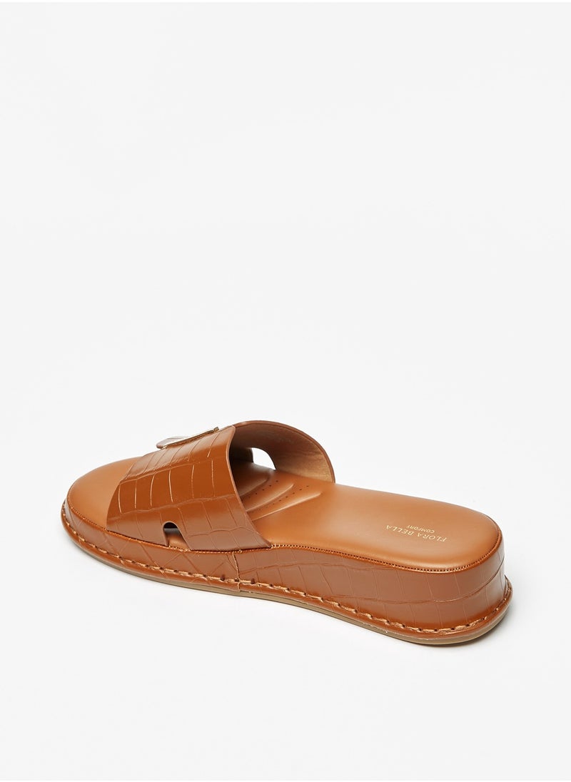 Flora Bella By Shoexpress - Women Textured Slip-On Platform Heels Sandals - Image 1