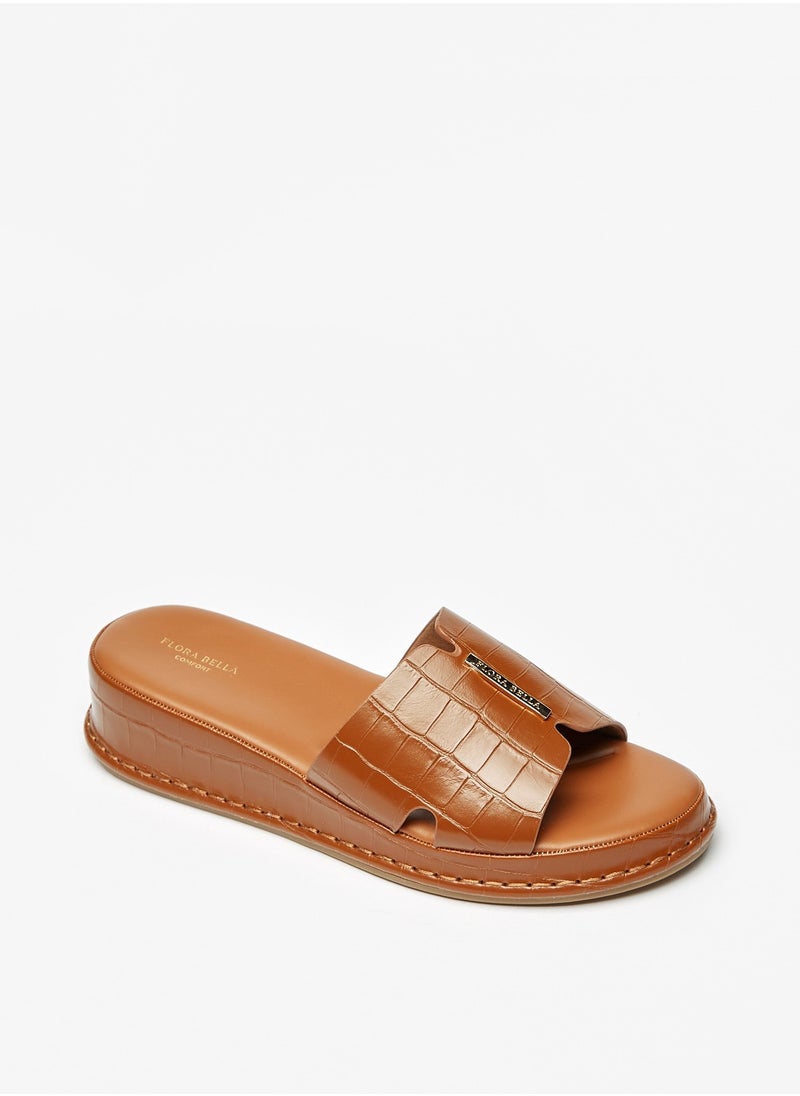 Flora Bella By Shoexpress - Women Textured Slip-On Platform Heels Sandals - Image 1