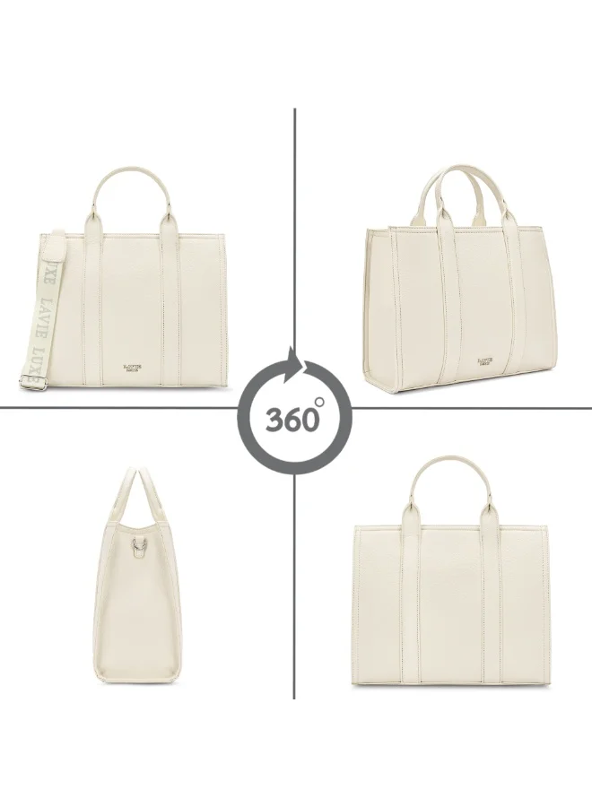 Lavie  Luxe Women's Cob's25 Large satchel (Off White) for Women | Best Price UAE