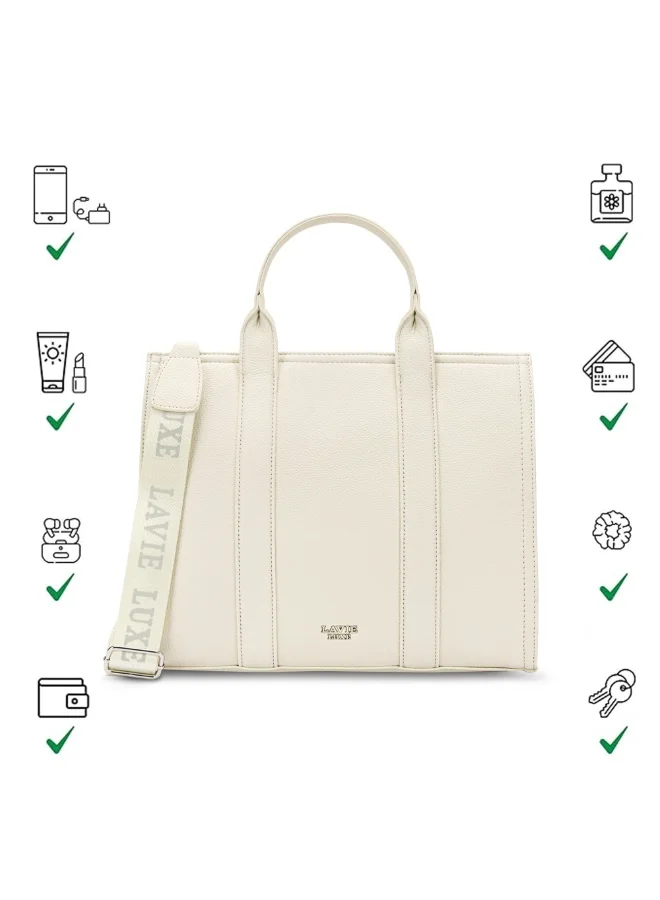 Lavie  Luxe Women's Cob's25 Large satchel (Off White) for Women | Best Price UAE