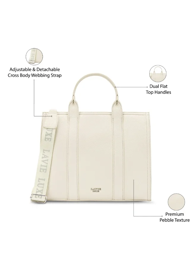 Lavie  Luxe Women's Cob's25 Large satchel (Off White) for Women | Best Price UAE