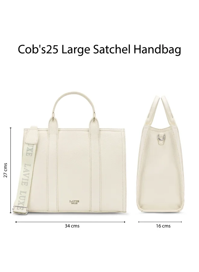Lavie  Luxe Women's Cob's25 Large satchel (Off White) for Women | Best Price UAE