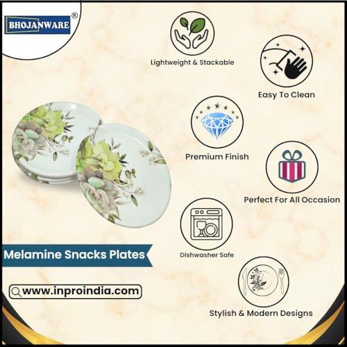 BHOJANWARE Stylish Melamine Round Small Snack Plates Set of 6- Perfect for Dining, Serving and Kitchen Utensils - Image 3