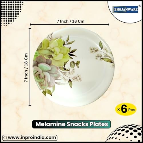 BHOJANWARE Stylish Melamine Round Small Snack Plates Set of 6- Perfect for Dining, Serving and Kitchen Utensils - Image 2