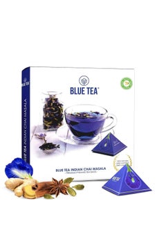 BLUE TEA BLUE TEA - Indian Chai Masala - 12 Tea Bags - Plant Based | TEA GIFT PACK | Herbal Tea - Caffeine Free - Detox Tea - Gluten Free - Flower & Spices Based - Vegan - Gluten Free | Gift Box  - Image 1