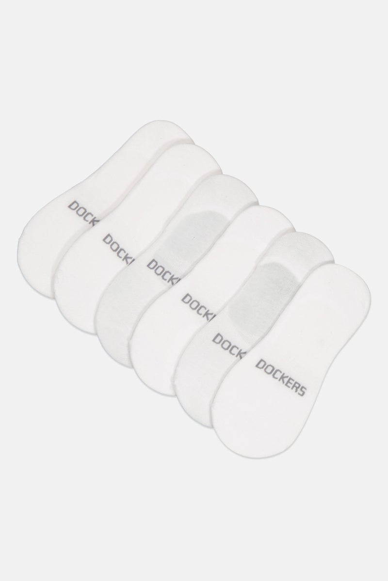 DOCKERS Men 6 Pairs Brand Logo Mid-Cut Socks, White  - Image 1