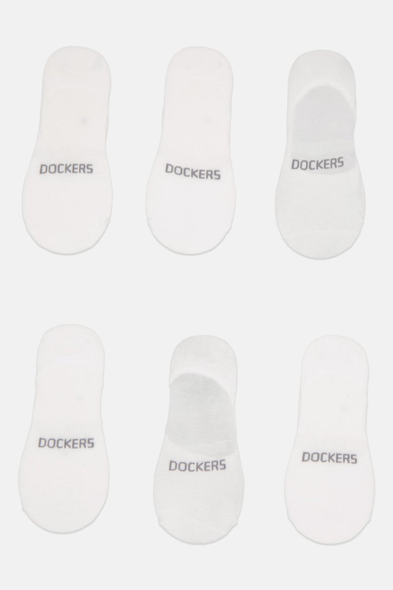 DOCKERS Men 6 Pairs Brand Logo Mid-Cut Socks, White  - Image 2