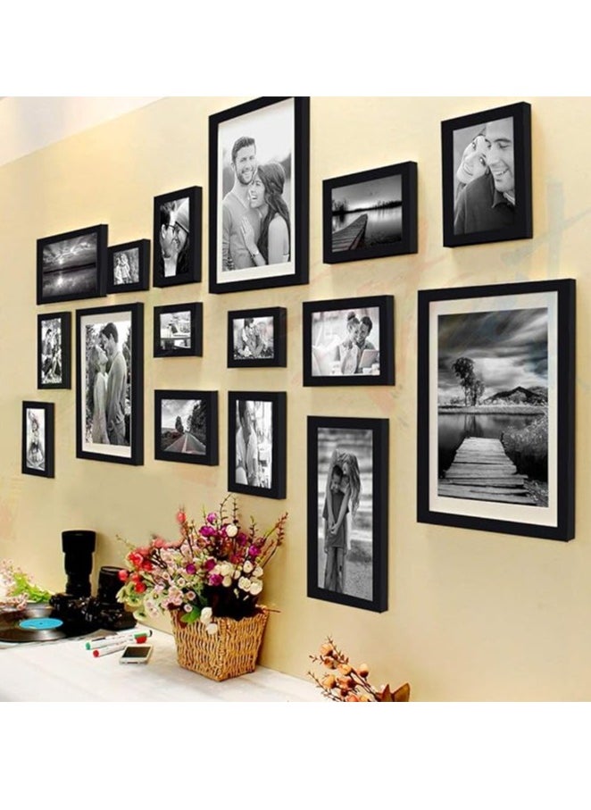 Accessorize Kingdom Shooting Star Wall Photo Frames for living Room, Set of 16 Photo frames (Black)  - Image 1