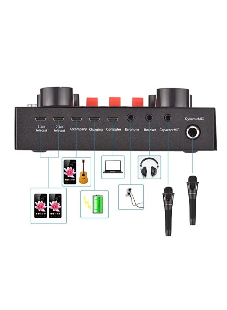 LEDIN V8S Live Streaming Sound Adapter Phone Laptop Microphone Multi-Function High Sound Quality Intelligent Compatibility Sound Adapter  - Image 2