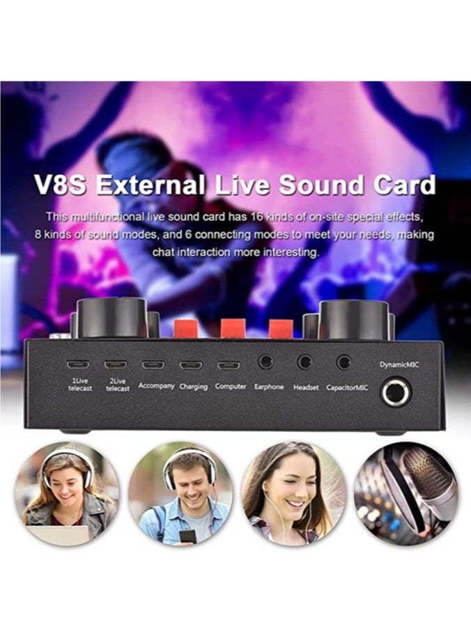 LEDIN V8S Live Streaming Sound Adapter Phone Laptop Microphone Multi-Function High Sound Quality Intelligent Compatibility Sound Adapter  - Image 5