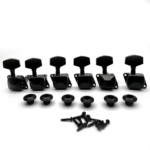 harpfeas 6R Semi-closed Guitar String Tuning Pegs Tuner Machine Heads Knobs Tuning Keys for Acoustic or Electric Guitar (Black) - Image 1