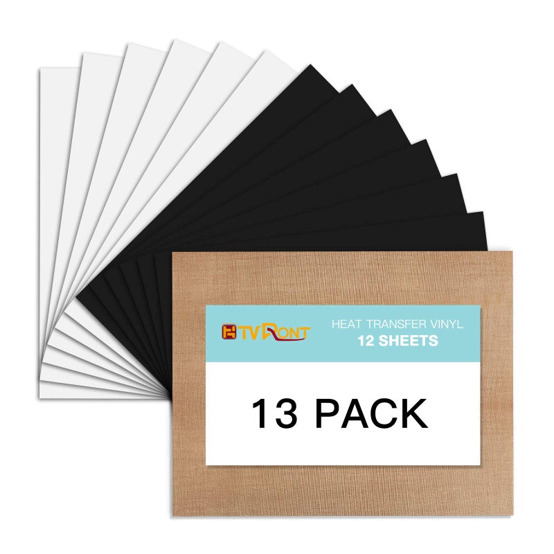 White HTV Black Heat Transfer Vinyl Bundle 12 x 10 White Black Iron on Vinyl for TShirt White Heat Transfer Vinyl for for All Cutting Machine or Heat Press Machine