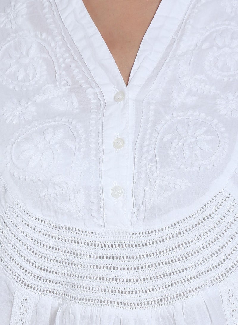 Alaya Hand Embroidered Chikankari Cotton A-Line Kurti-AL2945 - Image 4