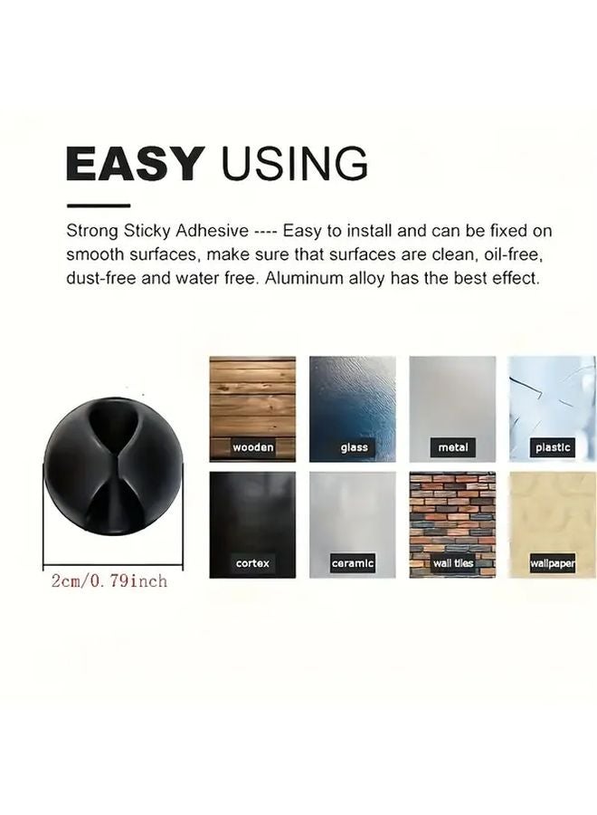 8pcs Black Cable Clamp Set TPR Plastic Flat Wall Mount Wire Retainer Organizer - Image 5