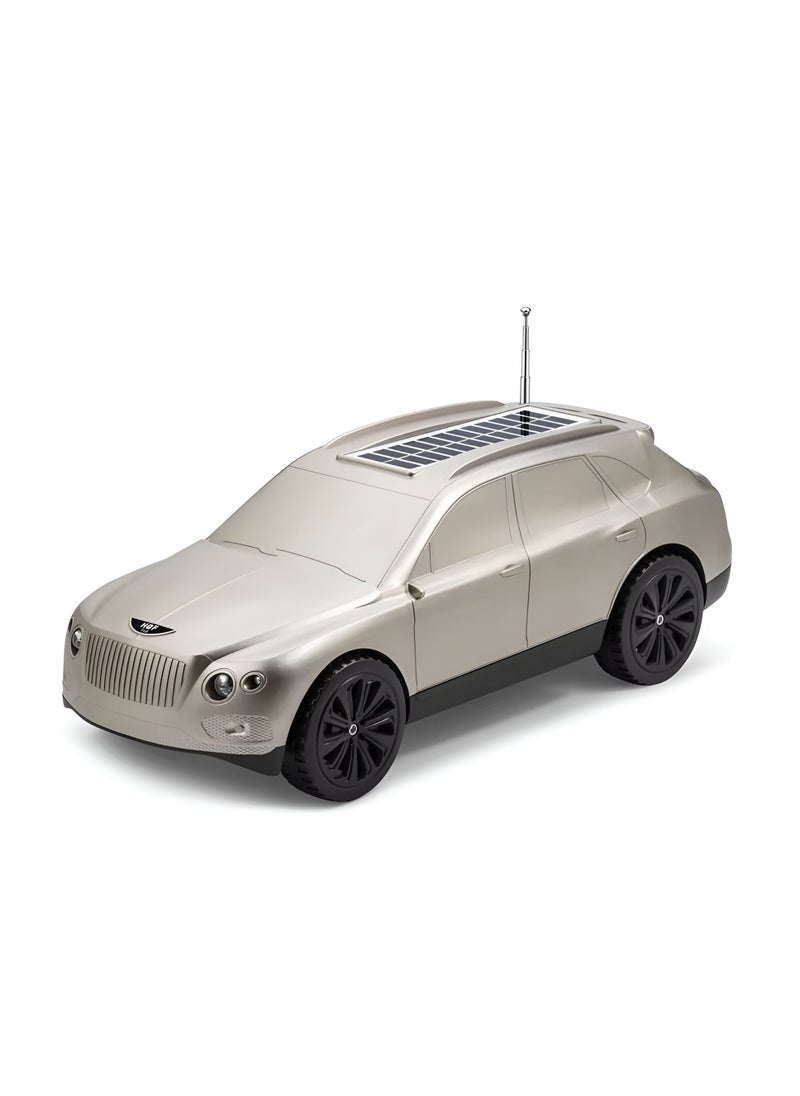 B1 Solar-Powered Car-Shaped Bluetooth Speaker with 10W Stereo Sound and Front Light - Up to 6 Hours of Playtime-GOLD
