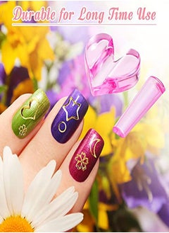 Patelai 4 Pieces Nail Embossed Molds Metal Frame Bending Nail Tools Star Heart Nail Art Bending Equipment For Nail Salon And Home Nail Art Design, 4 Style  - Image 3