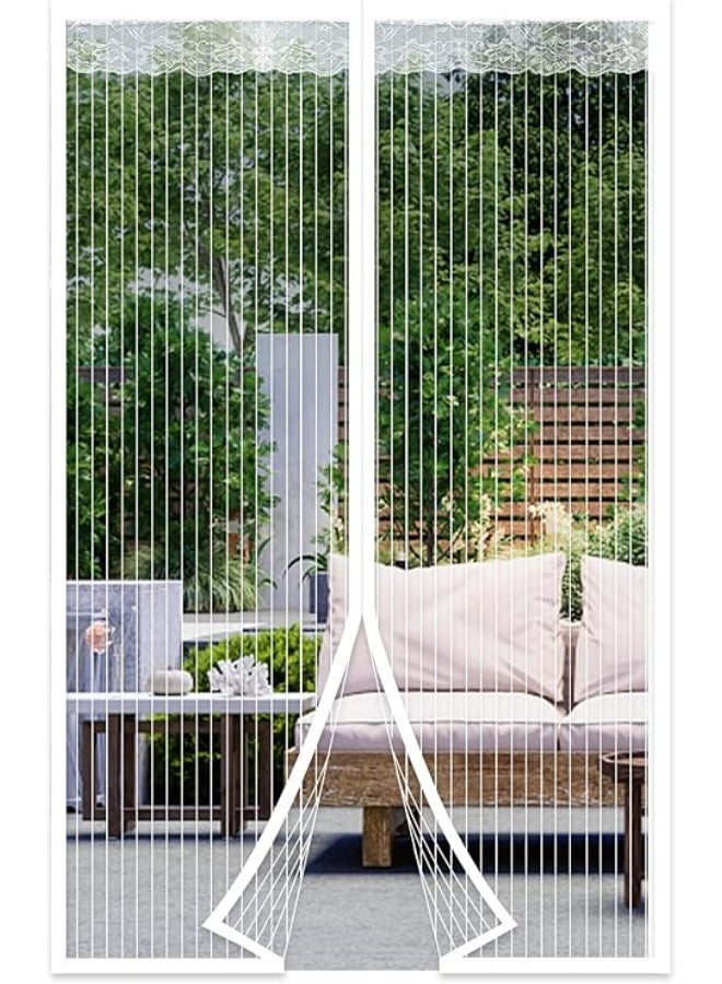 Magnetic Fly Screen Door, 90 x 220 cm, Insect Protection Curtain for Balcony, No Drilling, Mosquito Net for Living Room, Patio White - Image 1
