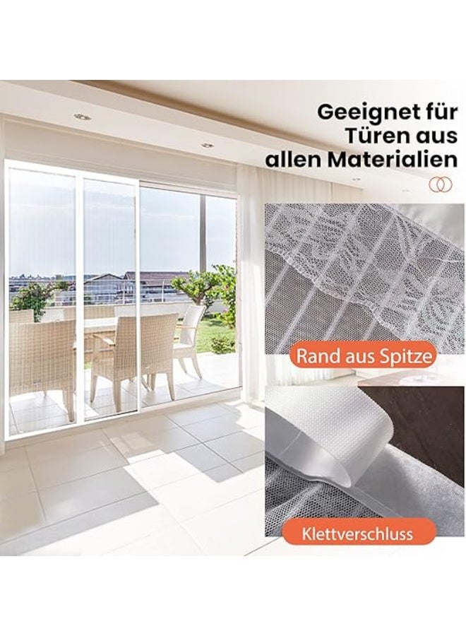 Magnetic Fly Screen Door, 90 x 220 cm, Insect Protection Curtain for Balcony, No Drilling, Mosquito Net for Living Room, Patio White - Image 2