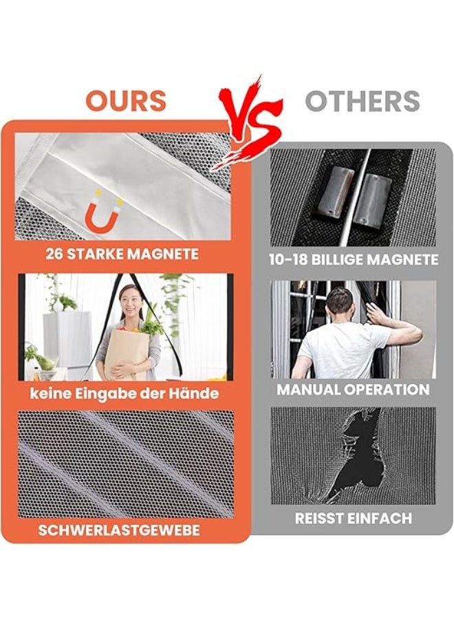 Magnetic Fly Screen Door, 90 x 220 cm, Insect Protection Curtain for Balcony, No Drilling, Mosquito Net for Living Room, Patio White - Image 3