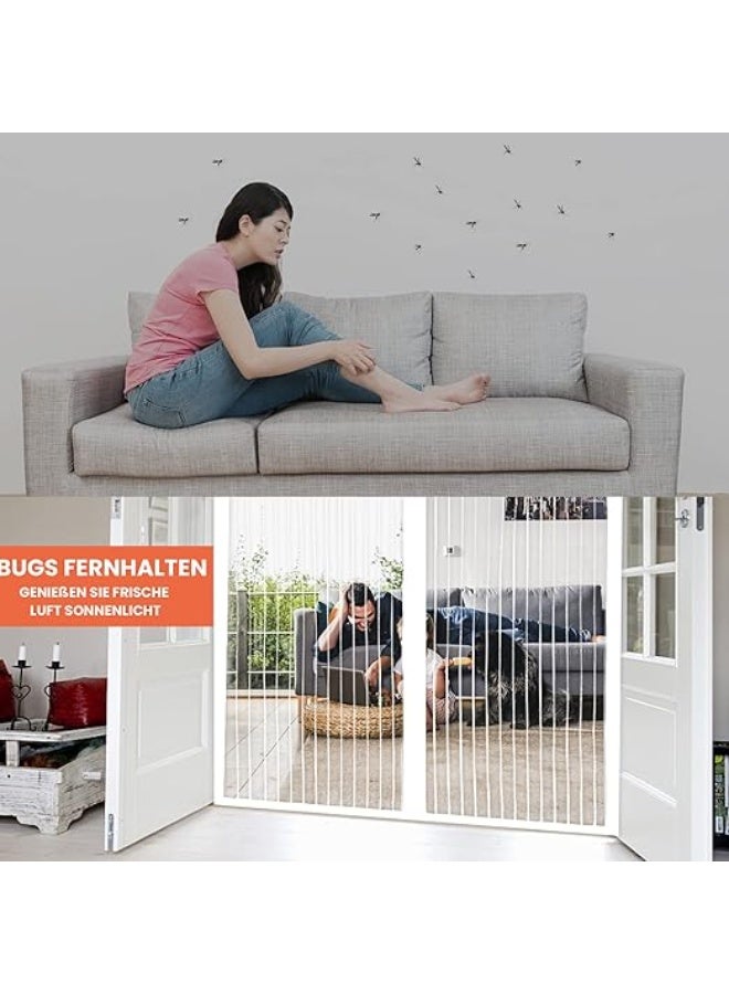 Magnetic Fly Screen Door, 90 x 220 cm, Insect Protection Curtain for Balcony, No Drilling, Mosquito Net for Living Room, Patio White - Image 5
