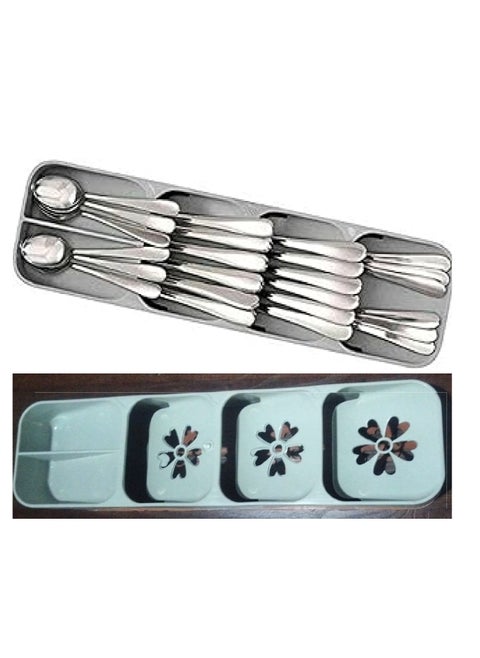 Spoon And Fork Storage Holder And Organizer For Kitchen Drawer (Multicolor)