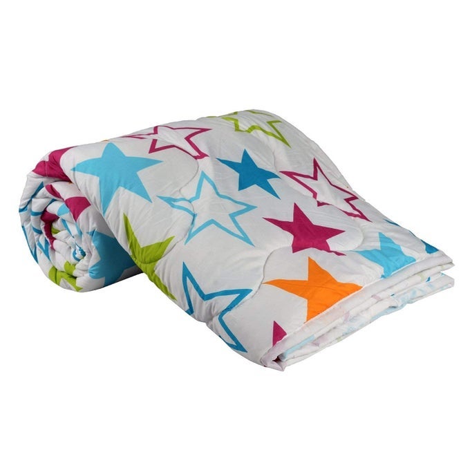 POLY COTTON FLOWER PRINT DOUBLE BED REVERSIBLE AC BLANKET DOHAR QUILT COMFORTER DUVET STAR DOUBLE