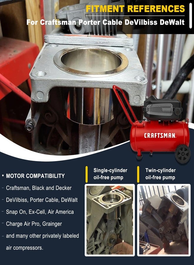 Camoo K-0650 Air Compressor Cylinder Sleeve and Compression Ring Kit, Cable Air Compressor Service Kits Compatible with Craftsman Porter Cable DeVilbiss DeWalt - K0650 - Image 2