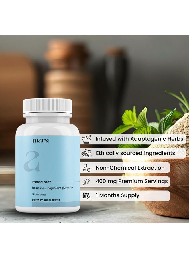 mars by GHC Maca Root Caps (Ginseng): Powered with Magnesium & Berberine - 60 Capsules | Pack of 2