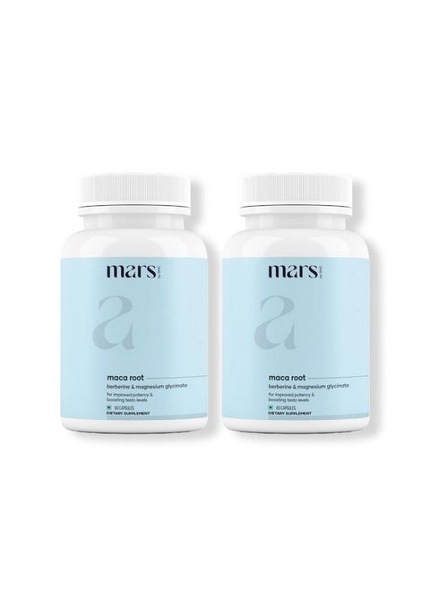 mars by GHC Maca Root Caps (Ginseng): Powered with Magnesium & Berberine - 60 Capsules | Pack of 2