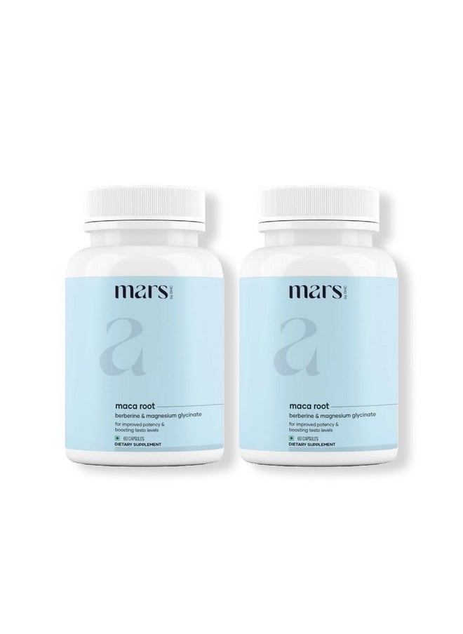 mars by GHC Maca Root Caps (Ginseng): Powered with Magnesium & Berberine - 60 Capsules | Pack of 2