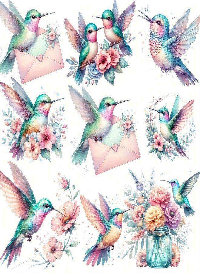 SLGIFT 16pcs Set of Vintage Handmade Stickers for Journal Decoration, Stickers Featuring Vintage Gilded Flowers and Hummingbirds, Perfect for Decorating Notebooks and Albums - Image 2