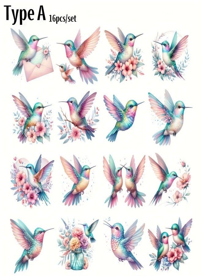SLGIFT 16pcs Set of Vintage Handmade Stickers for Journal Decoration, Stickers Featuring Vintage Gilded Flowers and Hummingbirds, Perfect for Decorating Notebooks and Albums - Image 4