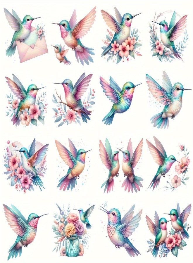 SLGIFT 16pcs Set of Vintage Handmade Stickers for Journal Decoration, Stickers Featuring Vintage Gilded Flowers and Hummingbirds, Perfect for Decorating Notebooks and Albums - Image 1