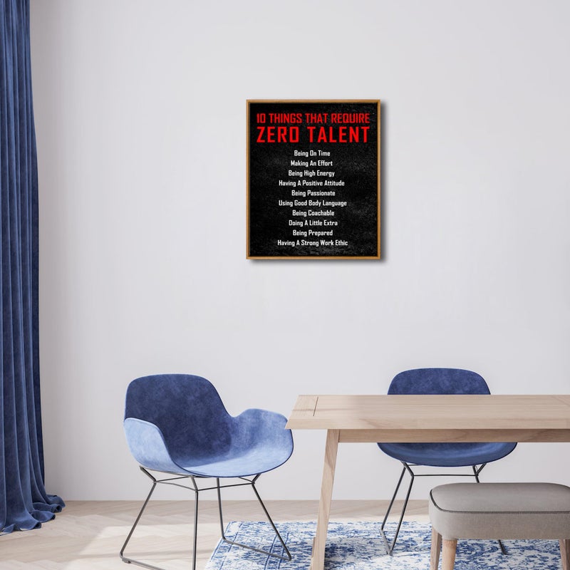 Pyradecor Large Framed Canvas Wall Art Inspirational Poster Motivational 10 Things that Require Zero Talent Office Positive Quotes for Classroom Home Decorations - Image 4